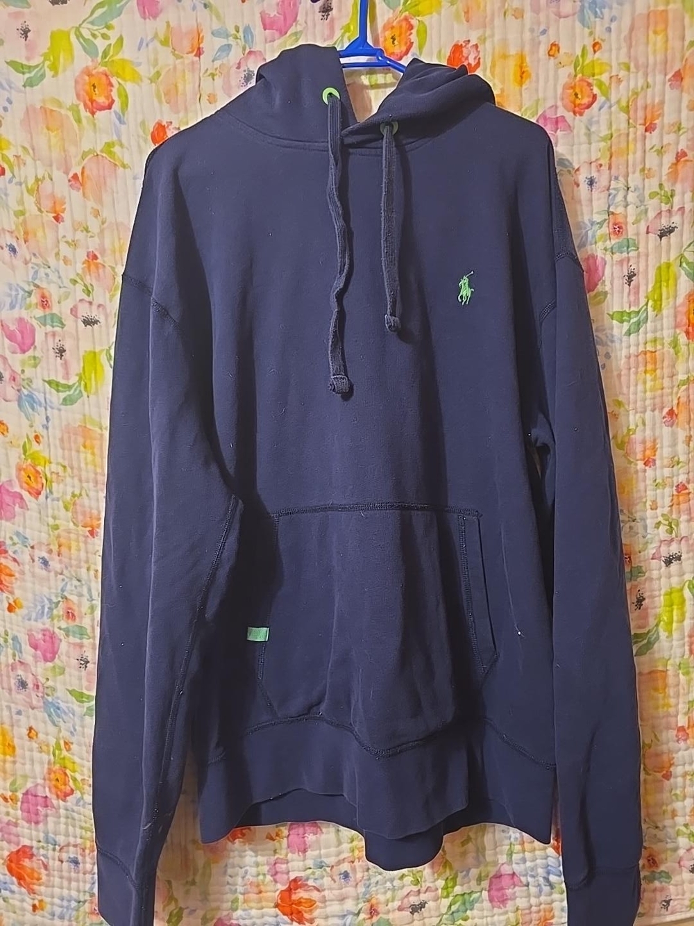 Polo by Ralph Lauren Navy Hoodie with Green Polo Pony